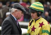 28 December 2015; Jockey Chris Timmons with Edward Cawley, owner and trainer of Forever Gold. Leopardstown Christmas Racing Festival, Leopardstown Racecourse, Dublin.
