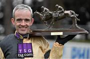 29 December 2015; Ruby Walsh with the trophy after winning the Ryanair Hurdle on Nichols Canyon. Leopardstown Christmas Racing Festival, Leopardstown Racecourse, Dublin. Picture credit: Cody Glenn / SPORTSFILE