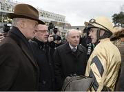 29 December 2015; Ruby Walsh talks to trainer Willie Mullins after winning the Ryanair Hurdle on Nichols Canyon. Leopardstown Christmas Racing Festival, Leopardstown Racecourse, Dublin. Picture credit: Cody Glenn / SPORTSFILE