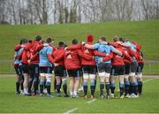 29 December 2015; Munster players gather together in a huddle during squad training. University of Limerick, Limerick. Picture credit: Diarmuid Greene / SPORTSFILE