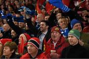 27 December 2015; Leinster supporters urge on their side during the game. Guinness PRO12, Round 10, Munster v Leinster. Thomond Park, Limerick. Picture credit: Stephen McCarthy / SPORTSFILE