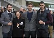 29 December 2015; Racegoer from left John Leahy from Portumna, Co. Galway, Claire Ferguson from Tralee, Co. Kerry, Sean Fitzgerald from Roscrea, Co. Tipperary and Niall Keane from Ennis, Co. Clare at the races. Leopardstown Christmas Racing Festival, Leopardstown Racecourse, Dublin. Matt Browne / SPORTSFILE
