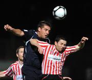 22 September 2009; John Lester, St Patrick's Athletic, in action against Eddie McCallion, Derry City. Setanta Sports Cup, Derry City v St Patrick's Athletic, Brandywell, Derry. Picture credit: Oliver McVeigh / SPORTSFILE