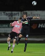 22 September 2009; John Lester, St Patrick's Athletic, in action against Shane McEleney, Derry City. Setanta Sports Cup, Derry City v St Patrick's Athletic, Brandywell, Derry. Picture credit: Oliver McVeigh / SPORTSFILE