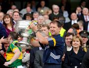 20 September 2009; Kerry manager Jack O'Connor lifts the Sam Maguire cup. GAA Football All-Ireland Senior Championship Final, Kerry v Cork, Croke Park, Dublin. Picture credit: Stephen McCarthy / SPORTSFILE