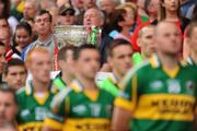 20 September 2009; A general view of the Sam Maguire cup during the National Anthem. GAA Football All-Ireland Senior Championship Final, Kerry v Cork, Croke Park, Dublin. Picture credit: Stephen McCarthy / SPORTSFILE