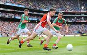 20 September 2009; James Morgan, Armagh, in action against Aidan Walsh, left, and Brian Ruttledge, Mayo. ESB GAA Football All-Ireland Minor Championship Final, Armagh v Mayo, Croke Park, Dublin. Picture credit: Stephen McCarthy / SPORTSFILE