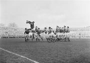 12 March 1966; A general view of a lineout being contested between Ireland and Wales. Five Nations Championship, Ireland v Wales, Lansdowne Road, Dublin. Picture credit; Connolly Collection / SPORTSFILE