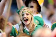 13 September 2009; An Offaly supporter during the game. Gala All-Ireland Junior Camogie Championship Final, Offaly v Waterford, Croke Park, Dublin. Picture credit: Stephen McCarthy / SPORTSFILE