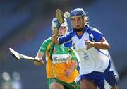 13 September 2009; Karen Kelly, Waterford, in action against Lorraine Kenna, Offaly. Gala All-Ireland Junior Camogie Championship Final, Offaly v Waterford, Croke Park, Dublin. Picture credit: Ray McManus / SPORTSFILE