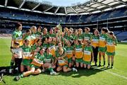 13 September 2009; The Offaly team celebrate with the cup. Gala All-Ireland Junior Camogie Championship Final, Offaly v Waterford, Croke Park, Dublin. Picture credit: Brian Lawless / SPORTSFILE
