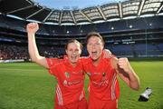 13 September 2009; Cork players Aoife Murray, left, and Gemma O'Connor, celebrate after the match. Gala All-Ireland Senior Camogie Championship Final, Cork v Kilkenny, Croke Park, Dublin. Picture credit: Brian Lawless / SPORTSFILE