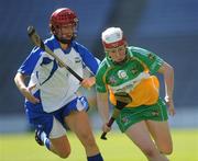 13 September 2009; Siobhán Flannery, Offaly, in action against Mary O'Donnell, Waterford. Gala All-Ireland Junior Camogie Championship Final, Offaly v Waterford, Croke Park, Dublin. Picture credit: Ray McManus / SPORTSFILE
