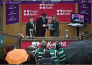 26 December 2015; James Meagher, Director, Knight Frank, his son Daniel, age 13, and Carragh Coolridge, after Apple's Jade won the Knight Frank Juvenile Hurdle. Leopardstown Christmas Racing Festival, Leopardstown Racecourse, Dublin. Picture Credit: Ray McManus / SPORTSFILE