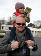 29 December 2015; Racegoers Joe Clinton with son Brody, age 2, from Skerries, Co. Dublin, at the races. Leopardstown Christmas Racing Festival, Leopardstown Racecourse, Dublin. Picture credit: Cody Glenn / SPORTSFILE