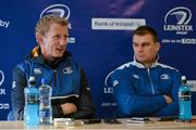 31 December 2015; Leinster head coach Leo Cullen, left, and Rhys Ruddock during a press conference. Leinster Rugby Press Conference, RDS, Ballsbridge, Dublin. Picture credit: Piaras Ó Mídheach / SPORTSFILE