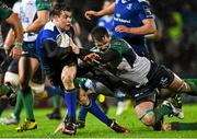 1 January 2016; Garry Ringrose, Leinster, is tackled by Kieran Marmion, left, and Jake Heenan, Connacht. Guinness PRO12 Round 11, Leinster v Connacht. RDS Arena, Ballsbridge, Dublin. Picture credit: Ramsey Cardy / SPORTSFILE
