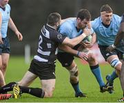 2 January 2016; Shane Grannell, UCD, is tackled by Edward Rossiter, Old Belvedere. Ulster Bank League, Division 1A, Old Belvedere v UCD. Anglesea Road, Dublin. Picture credit: Seb Daly / SPORTSFILE
