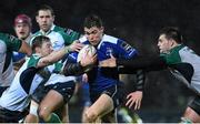 1 January 2016; Garry Ringrose, Leinster, is tackled by Kieran Marmion, left, and Jake Heenan, Connacht. Guinness PRO12 Round 11, Leinster v Connacht. RDS Arena, Ballsbridge, Dublin. Picture credit: Ramsey Cardy / SPORTSFILE