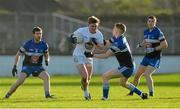 3 January 2016; Adam Tyrell, Kildare, in action against Killian O'Gara, DIT, supported by team-mates Darragh Nelson, left, and Emmett O Conghaile. Bord na Mona O'Byrne Cup, Group B, Kildare v DIT. St Conleth's Park, Newbridge, Co. Kildare. Picture credit: Piaras Ó Mídheach / SPORTSFILE