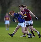 3 January 2016; John Crowe, Wicklow, is tackled by Callum McCormack, Westmeath. Bord na Mona O'Byrne Cup, Group D, Wicklow v Westmeath. Bray Emmetts, Bray, Co. Wicklow Picture credit: Ramsey Cardy / SPORTSFILE
