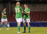 24 September 2009; Katie Taylor and Stephanie Roche, 15, Republic of Ireland, after the final whistle. FIFA 2011 Women's World Cup Qualifier, Republic of Ireland v Kazakhstan, Turners Cross, Co. Cork. Picture credit: Matt Browne / SPORTSFILE