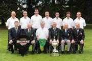 19 September 2009; Galway Golf Club, winners of the Bulmers Senior Cup Final, back row left to right, Joe Lyons, Eddie McCormack, Damian Coyne, John Nolan, Damian Glynn, John Neary, Dave Scully. Front row left to right, Marcus Goodwin, Bulmers, Eugene Fayne, Chairman G.U.I. Connacht Branch, Diarmuid Caulfield, Team Manager, P.J. Collins, President G.U.I., Brian Daly, Club Captain, Michael Molloy, Club President. Bulmers Cups and Shields Finals 2009, Tullamore Golf Club, Brookfield, Tullamore, Co. Offaly. Picture credit: Ray McManus / SPORTSFILE