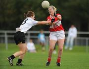 26 September 2009; Michelle Grimes, Donaghmoyne, Co. Monaghan, in action against Nicola Fahy, Emyvale, Co. Monaghan, during the Senior Championship Final. 2009 All-Ireland Ladies Football 7's, Naomh Mearnog, Portmarnock, Dublin. Picture credit: Brendan Moran / SPORTSFILE