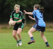 26 September 2009; Mary Angela Conway, Ardtrea, Co. Derry, in action against Kelly Walsh, Moyle Rovers, Co. Tipperary, during the Junior Championship Final. 2009 All-Ireland Ladies Football 7's, Naomh Mearnog, Portmarnock, Dublin. Picture credit: Brendan Moran / SPORTSFILE