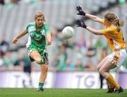 27 September 2009; Katie Campbell, Limerick, in action against Geraldine Campbell, Antrim. TG4 All-Ireland Ladies Football Junior Championship Final, Antrim v Limerick, Croke Park, Dublin. Picture credit: Brendan Moran / SPORTSFILE