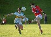 3 January 2016; Adrian Reid, Louth, in action against Keith McLoughlin, Offaly. Bord na Mona O'Byrne Cup, Group B, Louth v Offaly, Darver Centre of Excellence, Dowdallshill, Co. Louth. Photo by Sportsfile