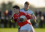 3 January 2016; Adrian Reid, Louth, in action against Joey O'Connor, Offaly. Bord na Mona O'Byrne Cup, Group B, Louth v Offaly, Darver Centre of Excellence, Dowdallshill, Co. Louth. Photo by Sportsfile