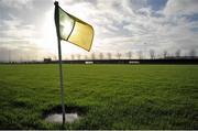 3 January 2016; A general view of a touch flag standing in a pool of water before the game. Bord na Mona O'Byrne Cup, Group C, Laois v UCD. Park Ratheniska GAA Club, Powelstown, Ratheniska, Co. Laois Picture credit: Sam Barnes / SPORTSFILE