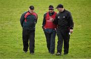 3 January 2016; New Cork manager Peadar Healy, centre, with selectors Eamonn Ryan, left, and Morgan O'SullEvan. McGrath Cup Football, Group B, Round 1, Cork v Limerick. Mallow GAA Grounds, Mallow, Co. Cork. Picture credit: Brendan Moran / SPORTSFILE