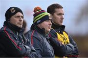 3 January 2016; Stephen Rochford, centre, Mayo manager with selectors, Sean Carey, left and Tony McEntee. FBD Connacht League, Section A, Mayo v NUIG. Elverys MacHale Park, Castlebar, Co. Mayo. Picture credit: David Maher / SPORTSFILE