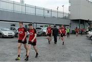 3 January 2015; The Down squad make their way back through the car park after the game. Bank of Ireland Dr. McKenna Cup, Group B, Round 1, Donegal v Down. MacCumhaill Park, Ballybofey, Co. Donegal. Picture credit: Oliver McVeigh / SPORTSFILE