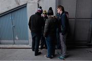 3 January 2016; Stephen Rochford, Mayo manager is interviewed by reporters at the end of the game. FBD Connacht League, Section A, Mayo v NUIG. Elverys MacHale Park, Castlebar, Co. Mayo. Picture credit: David Maher / SPORTSFILE