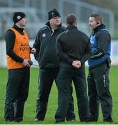 3 January 2016; Kildare management, from left, Pádraig Brennan, Bryan Murphy, Brian Flanagan and Cian O'Neill, manager. Bord na Mona O'Byrne Cup, Group B, Kildare v DIT. St Conleth's Park, Newbridge, Co. Kildare. Picture credit: Piaras Ó Mídheach / SPORTSFILE