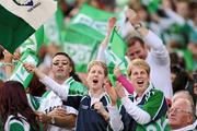 27 September 2009; Fermanagh supporters celebrate after Anita Newell scores their side's first goal in the TG4 All-Ireland Ladies Football Intermediate Championship Final. TG4 All-Ireland Ladies Football Championship Finals, Croke Park, Dublin. Picture credit: Stephen McCarthy / SPORTSFILE