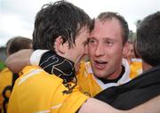 27 September 2009; Fergal Mone, left, and Martin Corey, Clontibret, celebrate at the end of the game. Monaghan County Senior Football Final, Clontibret v Latton, St. Tighearnach's Park, Clones, Co. Monaghan. Photo by Sportsfile
