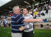 27 September 2009; Clontibret manager Declan Brennan celebrates with selector Paul Grimley, left, at the end of the game. Monaghan County Senior Football Final, Clontibret v Latton, St. Tighearnach's Park, Clones, Co. Monaghan. Photo by Sportsfile