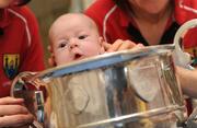 28 September 2009; Jack Mulvihill, from Dublin, sitting in the Brendan Martin Cup during a visit by the winning All-Ireland Cork Ladies Football team to Our Lady's Hospital for Sick Chidren in Crumlin. Crumlin, Co. Dublin. Photo by Sportsfile