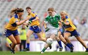 27 September 2009; Sharon Little, Fermanagh, in action against Lorraine Kelly, left, and Sinéad Eustace, Clare. TG4 All-Ireland Ladies Football Intermediate Championship Final, Clare v Fermanagh, Croke Park, Dublin. Picture credit: Stephen McCarthy / SPORTSFILE