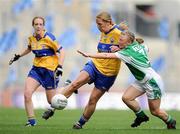 27 September 2009; Eithne Morrissey, Clare, in action against Edel McGovern, Fermanagh. TG4 All-Ireland Ladies Football Intermediate Championship Final, Clare v Fermanagh, Croke Park, Dublin. Picture credit: Brendan Moran / SPORTSFILE