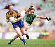 27 September 2009; Fiona Lafferty, Clare, in action against Anita Newell, Fermanagh. TG4 All-Ireland Ladies Football Intermediate Championship Final, Clare v Fermanagh, Croke Park, Dublin. Picture credit: Brendan Moran / SPORTSFILE