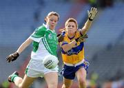 27 September 2009; Caroline Little, Fermanagh, in action against Louise Woods, Clare. TG4 All-Ireland Ladies Football Intermediate Championship Final, Clare v Fermanagh, Croke Park, Dublin. Picture credit: Ray McManus / SPORTSFILE
