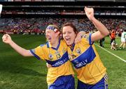 27 September 2009; Aine and Bernie Kelly, Clare, celebrate their side's victory over Fermanagh. TG4 All-Ireland Ladies Football Intermediate Championship Final, Clare v Fermanagh, Croke Park, Dublin. Picture credit: Stephen McCarthy / SPORTSFILE