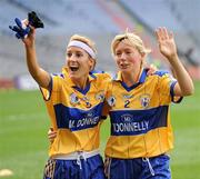 27 September 2009; Lorraine Kelly and Sinéad Eustace, Clare, celebrate their side's victory. TG4 All-Ireland Ladies Football Intermediate Championship Final, Clare v Fermanagh, Croke Park, Dublin. Picture credit: Stephen McCarthy / SPORTSFILE