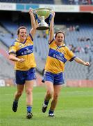 27 September 2009; Bernie Kelly, left, and Majella Griffin, Clare, celebrate with the cup. TG4 All-Ireland Ladies Football Intermediate Championship Final, Clare v Fermanagh, Croke Park, Dublin. Picture credit: Stephen McCarthy / SPORTSFILE