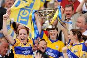 27 September 2009; Clare captain Louise Henchey, left, and Carmel Considine lift the Mary Quinn Memorial cup. TG4 All-Ireland Ladies Football Intermediate Championship Final, Clare v Fermanagh, Croke Park, Dublin. Picture credit: Ray McManus / SPORTSFILE